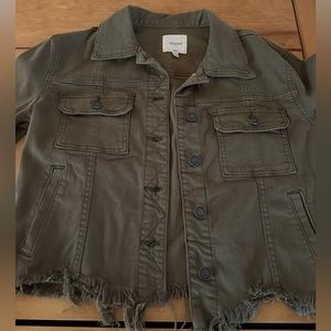 Hidden Green Cropped Denim Jacket